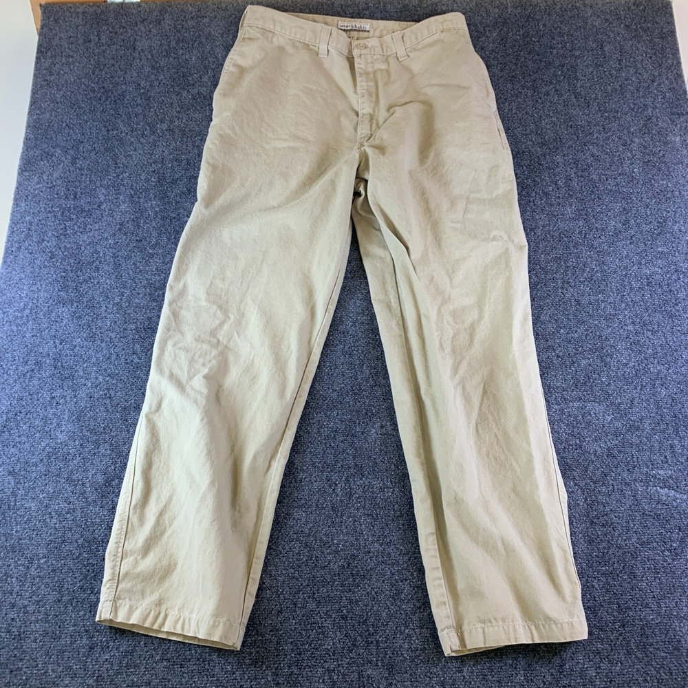Wrangler Khakis Pants Mens 32x30 Beige Mid Rise Straight Leg Golf Performance